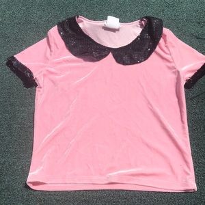 50s hop top pink and black velvet size medium